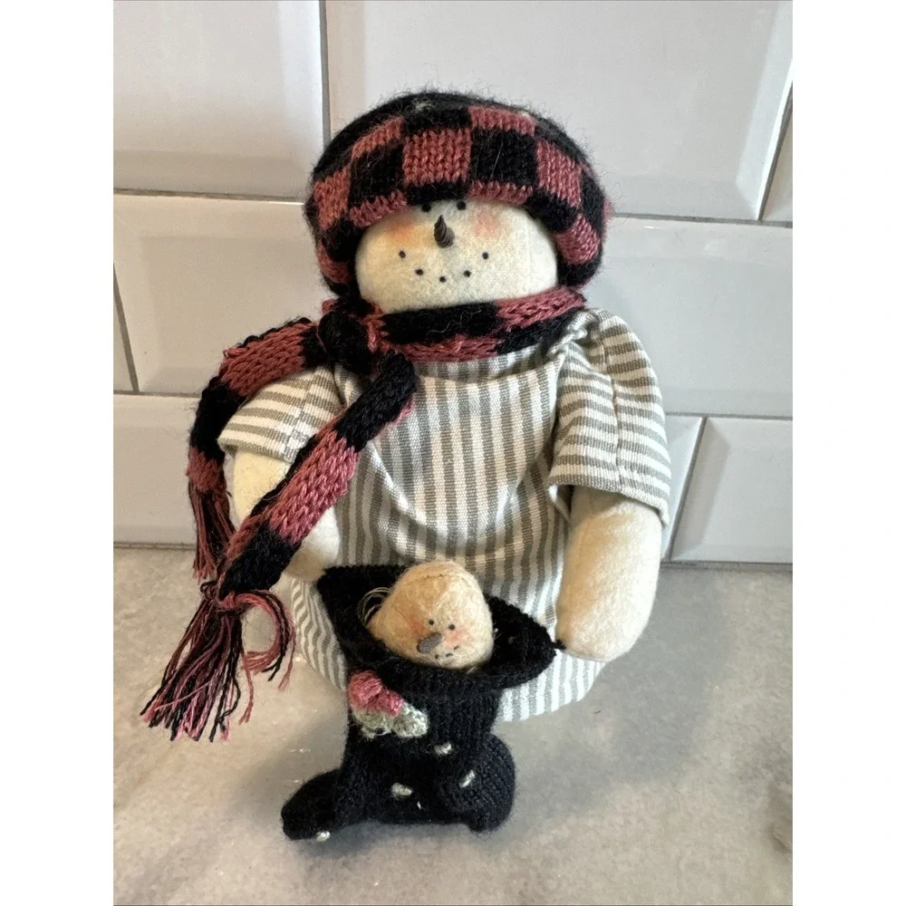 Miss‎ Heathers Plum Pudding Snowmen Holding Stocking Plush 8